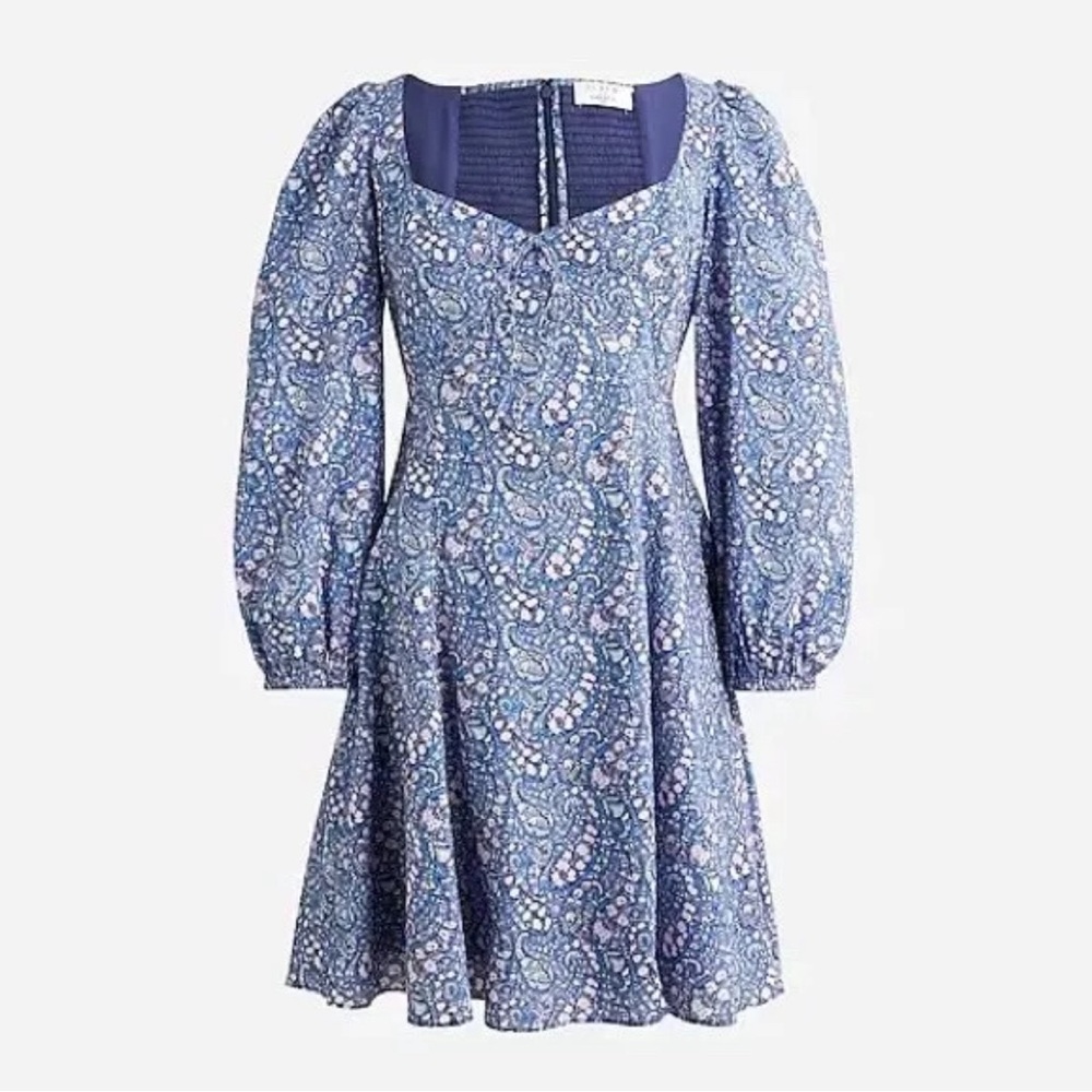 Blue square-neck JCrew Liberty of London Dress Size 2